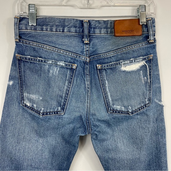 Moussy Vintage Ideal Tapered Jeans in Blue Size 25 Distressed Japanese Denim - Picture 7 of 16